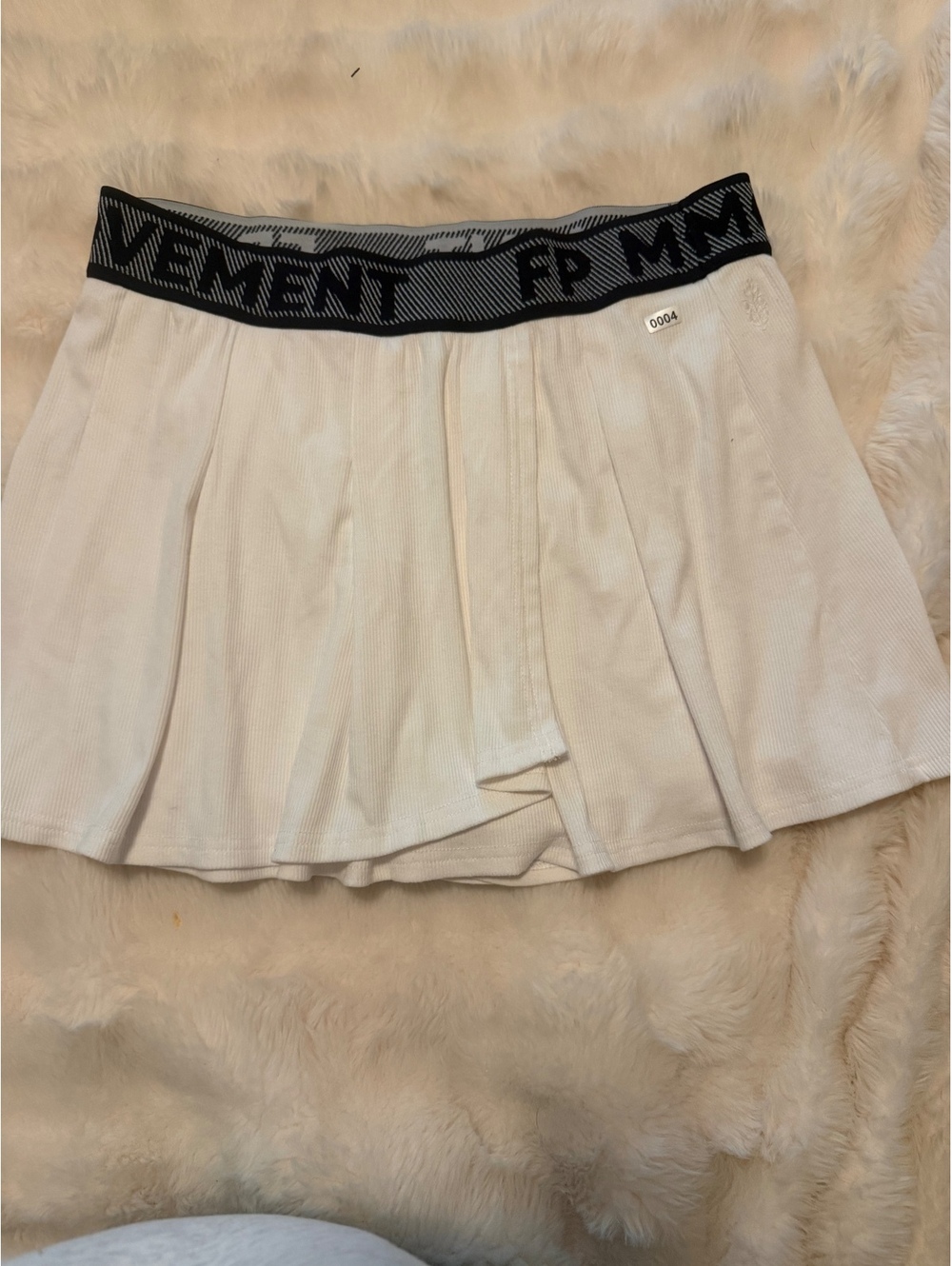 Free people Movement White Pleated Skort with Black Logo Waistband